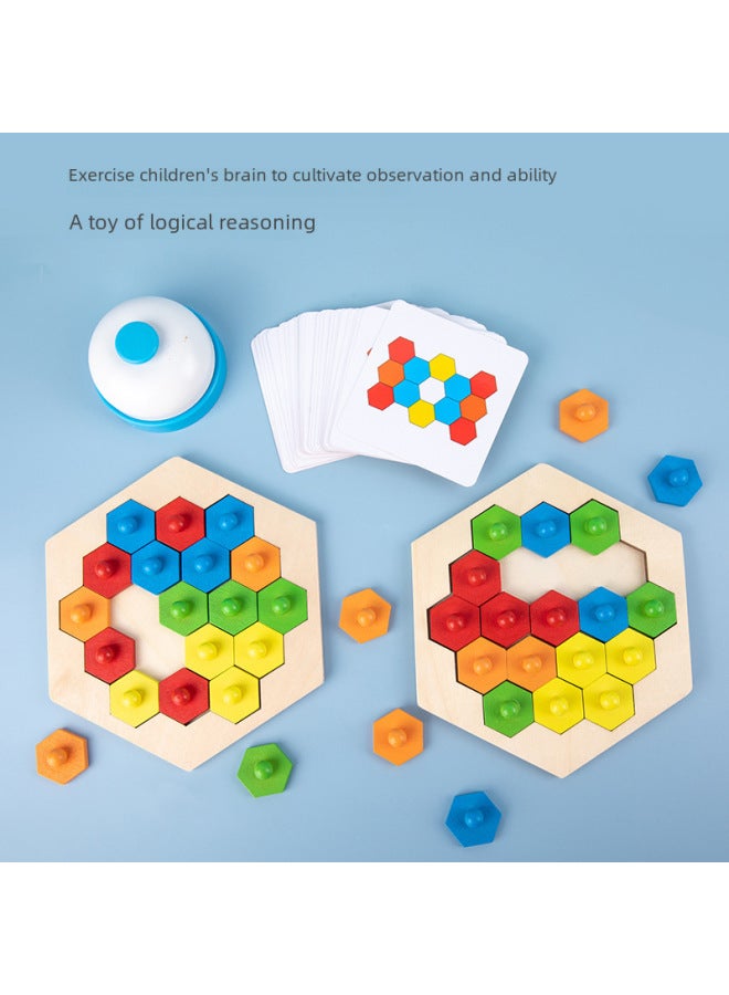 Smart Thinking Battle Puzzle Games Children's Early Education Educational Wooden Toys Parent-Child Interactive Creative Assembled Board-Color:HBR-Geometry Battle - Image 5